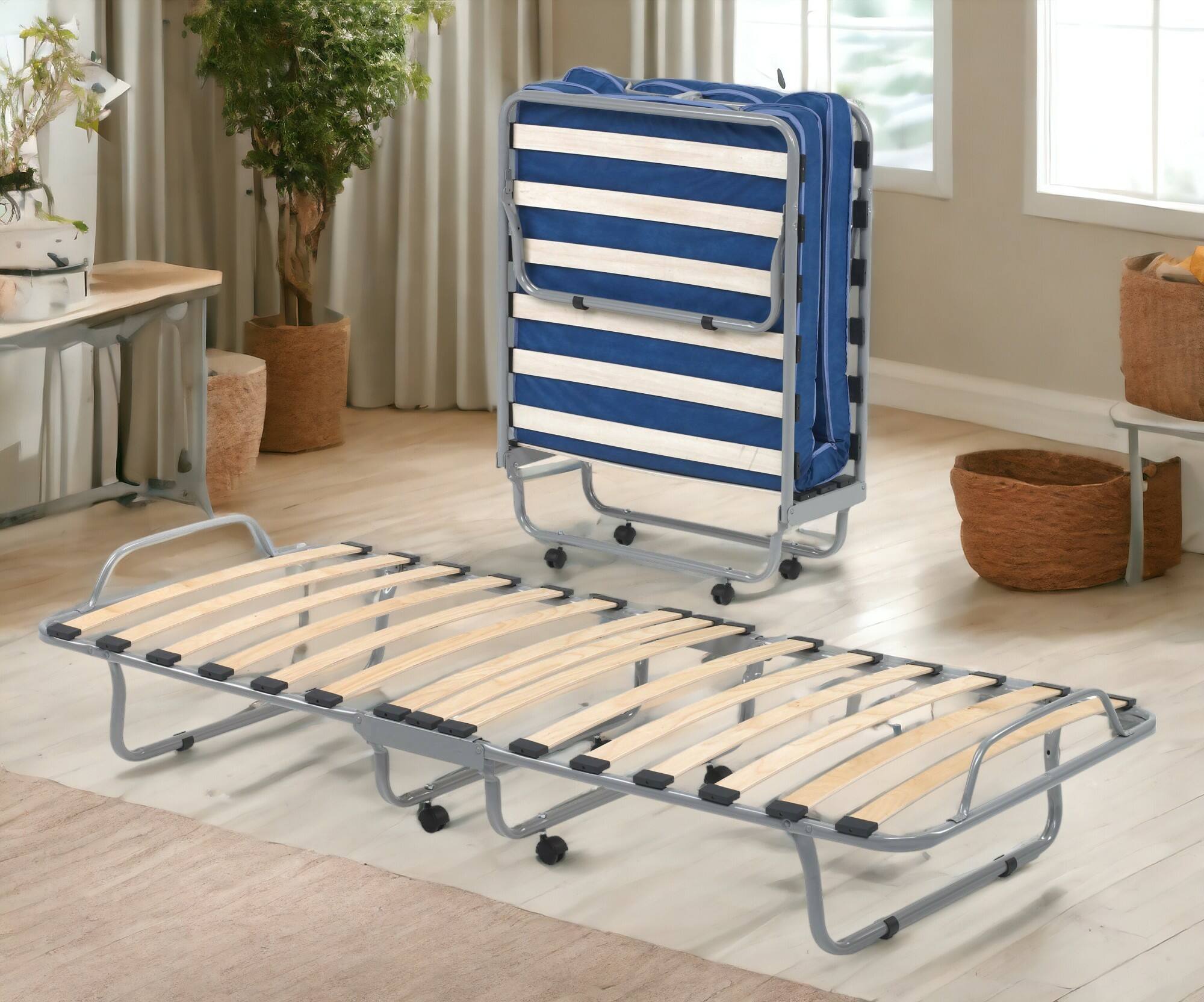 foto del prodotto letto pieghevole akai, brandina singola ortepedico e pieghevole, 100 made in italy, branda con cover in ecopelle, con materasso da 80x190 cm incluso, nero