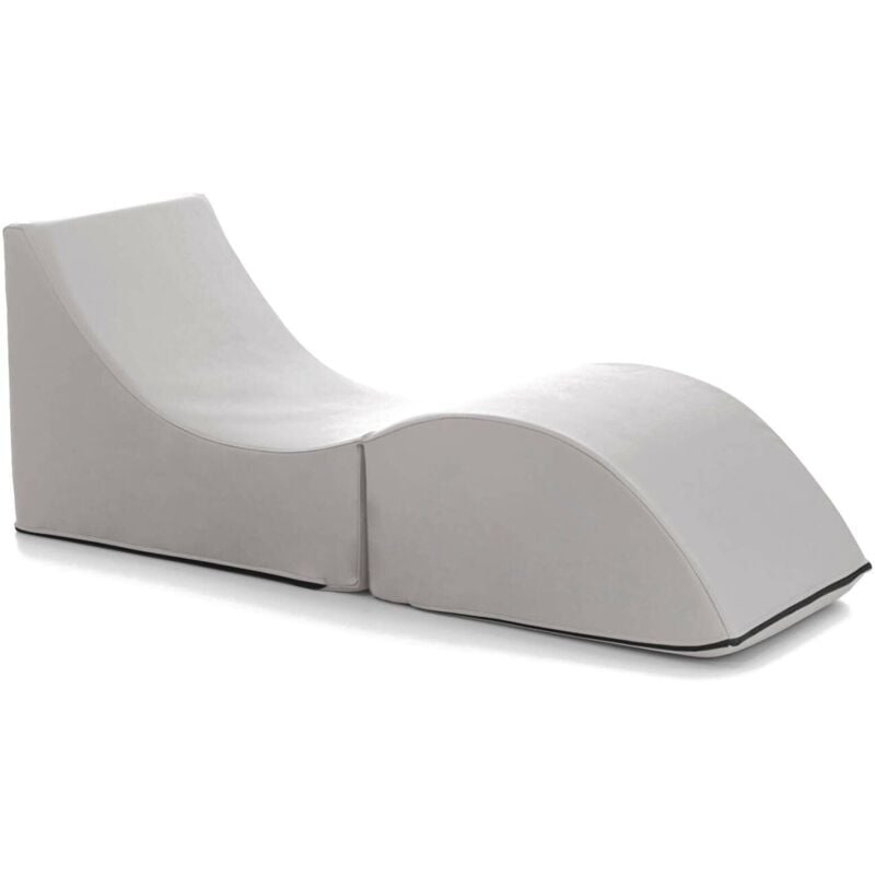 foto del prodotto letto pieghevole arbil, pouf trasformabile in letto singolo, chaise longue in ecopelle, 100 made in italy, 130x50h50 cm, bianco talamo italia