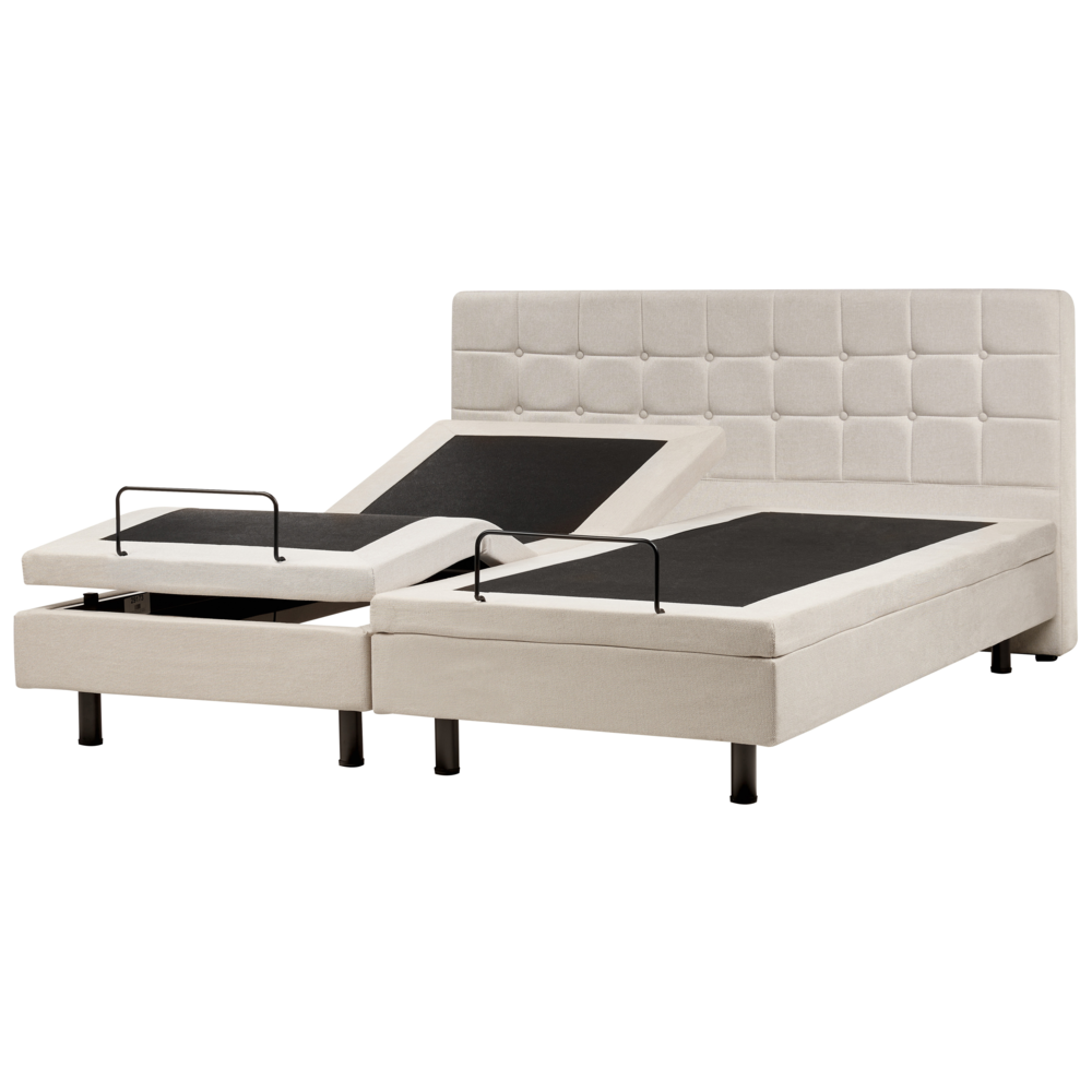 foto del prodotto letto regolabile elettricamente 180 x 200 cm beige chiaro con telecomando
