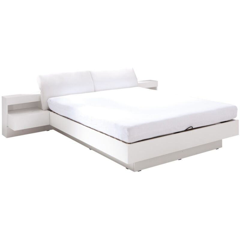 foto del prodotto letto renato 160x200 con doghe e comodini integrati con led colore bianco