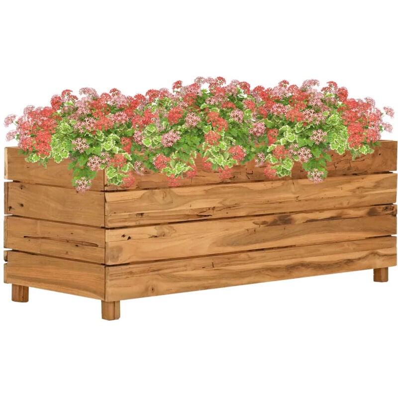 foto del prodotto letto rialzato 100x40x38 cm legno di teak di recupero e acciaio vidaxl