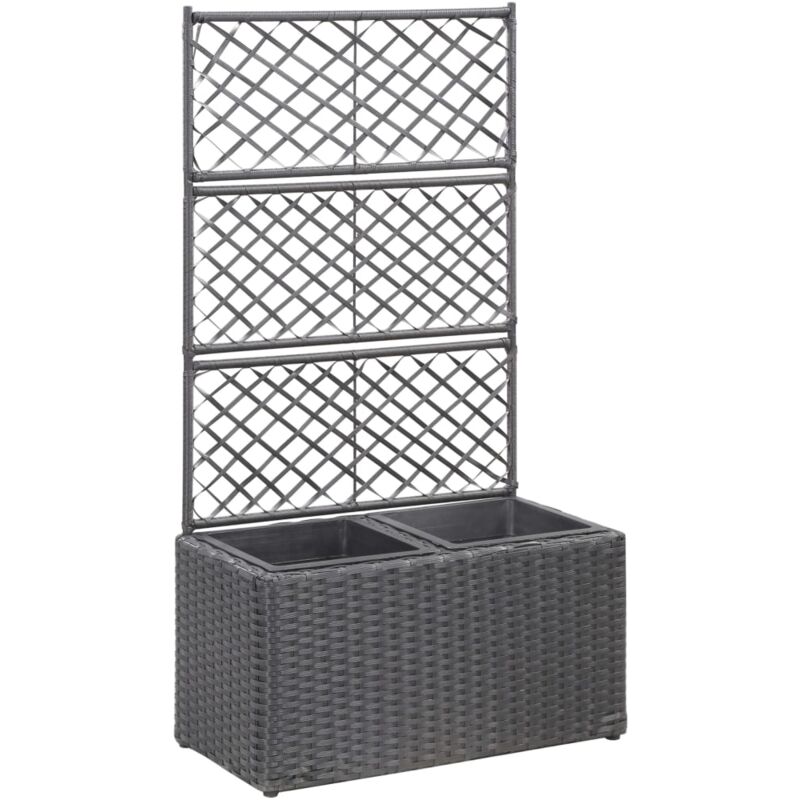 foto del prodotto letto rialzato a traliccio 2 vasi 58x30x107 cm polyrattan nero vidaxl
