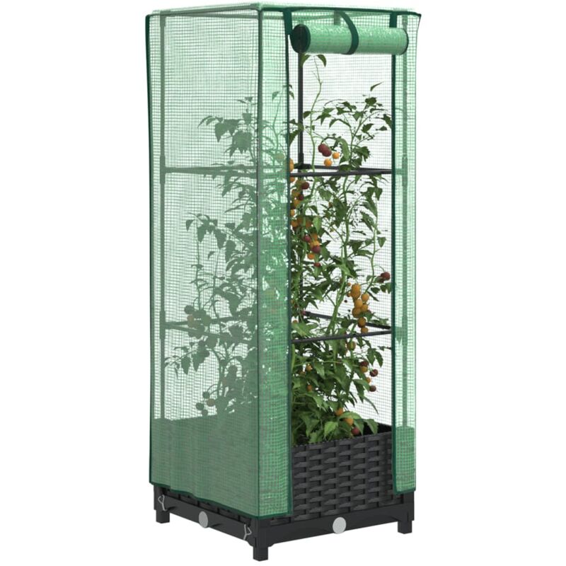 foto del prodotto letto rialzato con copertura serra effetto rattan 40x40x123 cm vidaxl