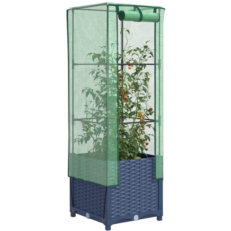 foto del prodotto letto rialzato con copertura serra effetto rattan 40x40x139 cm vidaxl