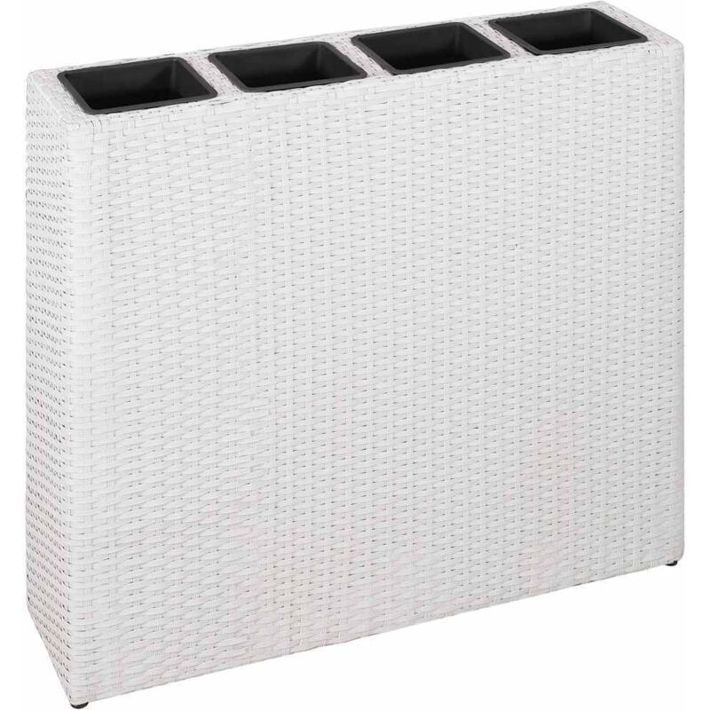 foto del prodotto letto rialzato da giardino con 4 vasi in polyrattan bianco vidaxl