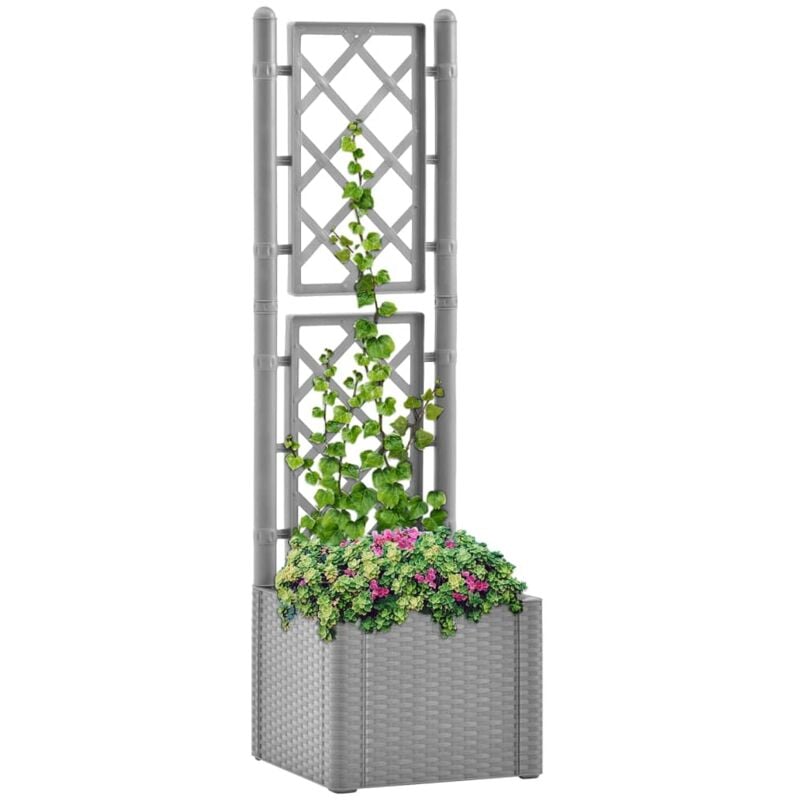 foto del prodotto letto rialzato da giardino con graticcio e irrigazione grigio vidaxl