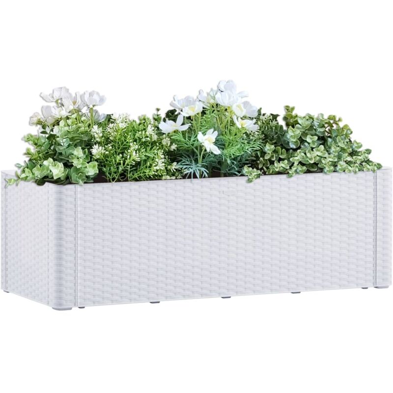 foto del prodotto letto rialzato da giardino con sistema irrigazione bianco vidaxl
