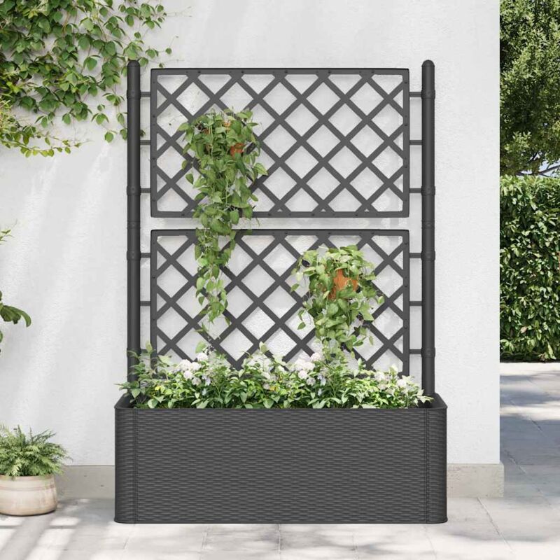 foto del prodotto letto rialzato da giardino graticcio e irrigazione antracite vidaxl