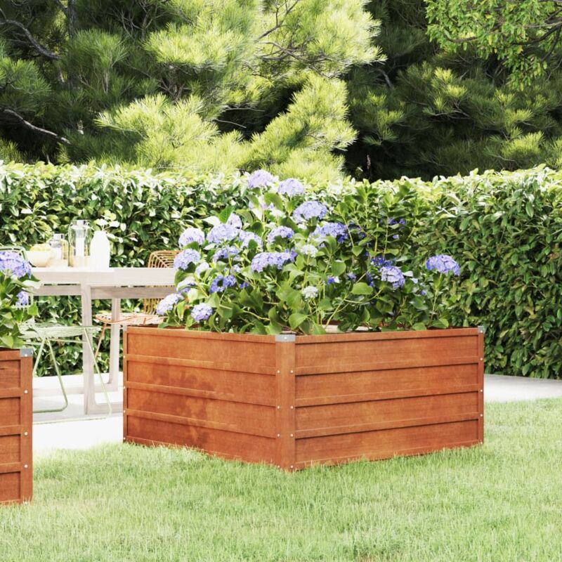 foto del prodotto letto rialzato da giardino ruggine 100x100x45 cm acciaio corten vidaxl