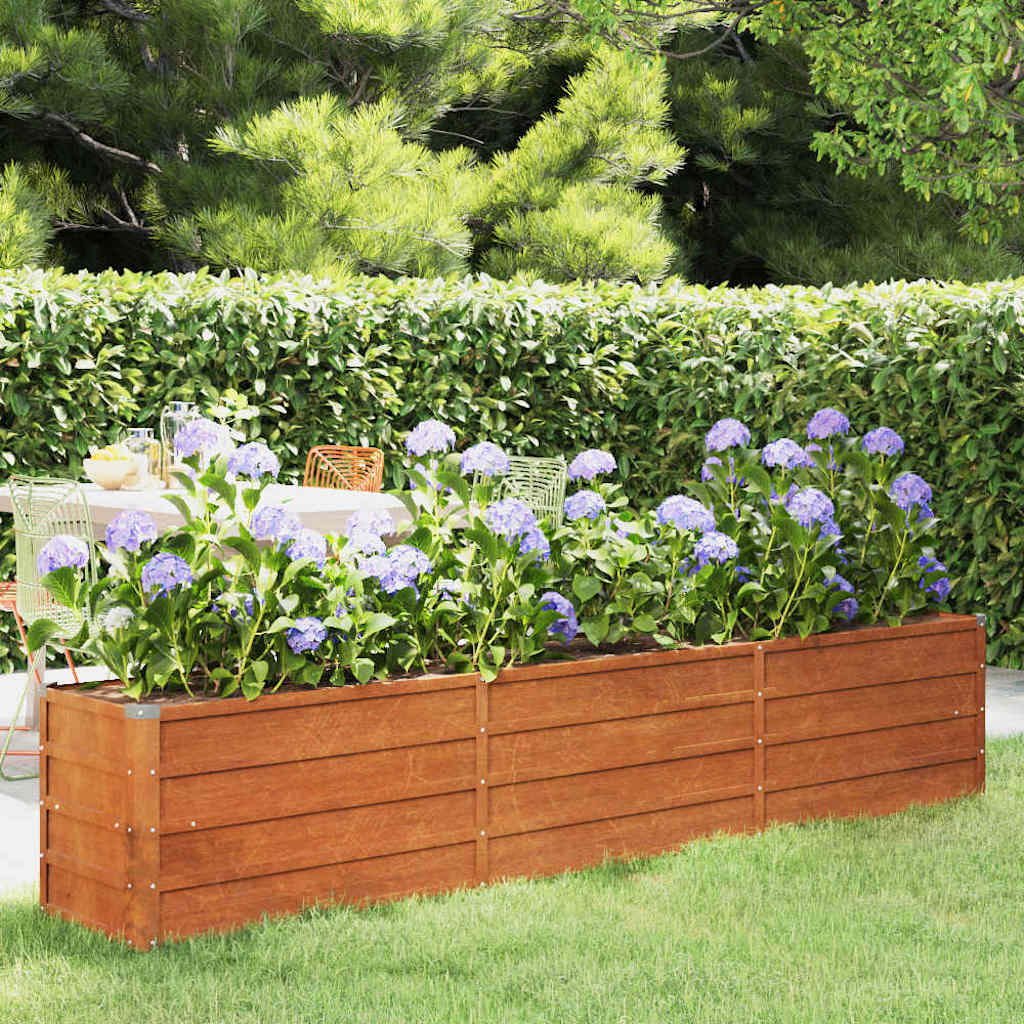 foto del prodotto letto rialzato da giardino ruggine 240x40x45 cm acciaio cortencod mxl 129645