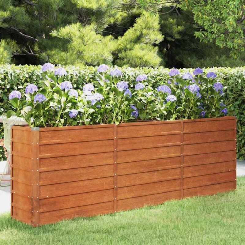 foto del prodotto letto rialzato da giardino ruggine 240x40x77 cm acciaio corten vidaxl