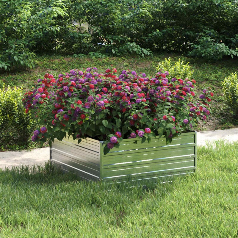 foto del prodotto letto rialzato giardino 100x100x45cm in acciaio zincato argento vidaxl