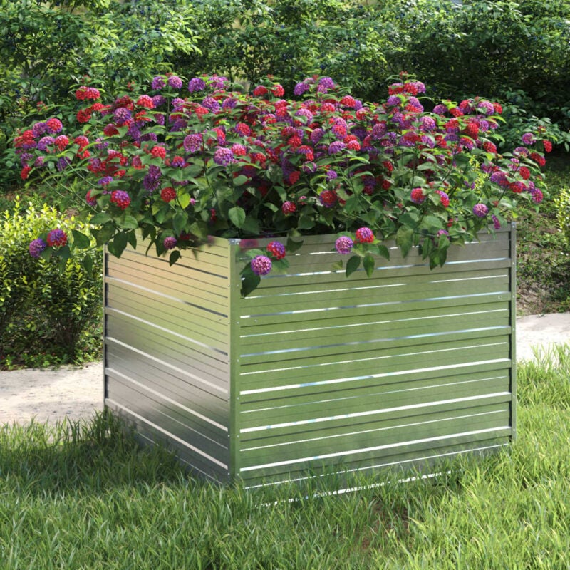 foto del prodotto letto rialzato giardino 100x100x77cm in acciaio zincato argento