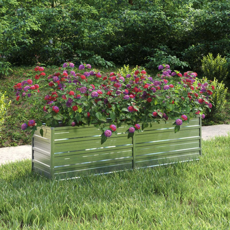 foto del prodotto letto rialzato giardino 160x40x45 cm in acciaio zincato argento