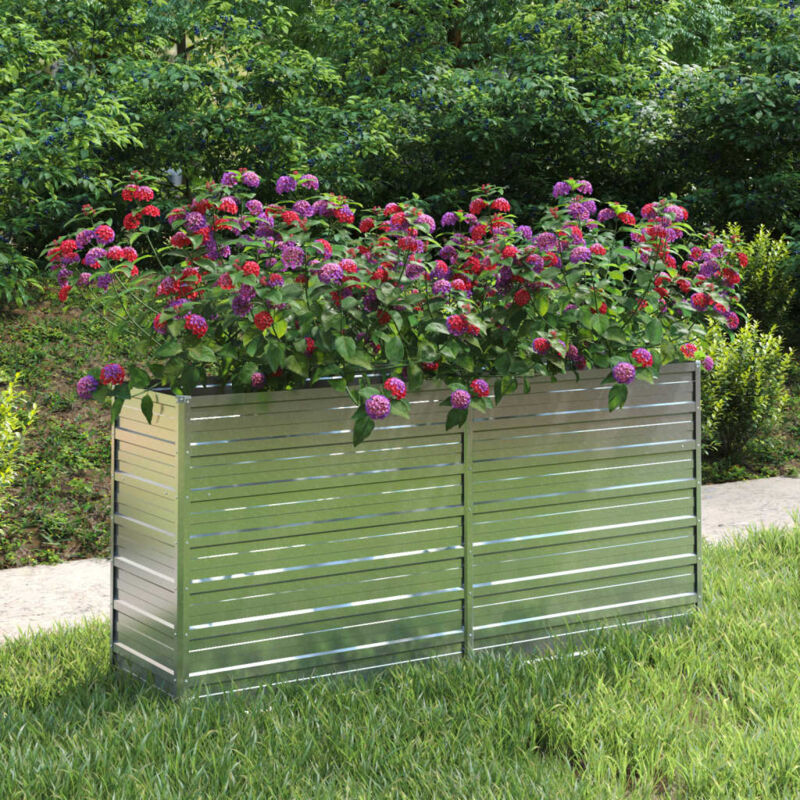 foto del prodotto letto rialzato giardino 160x40x77 cm in acciaio zincato argento vidaxl
