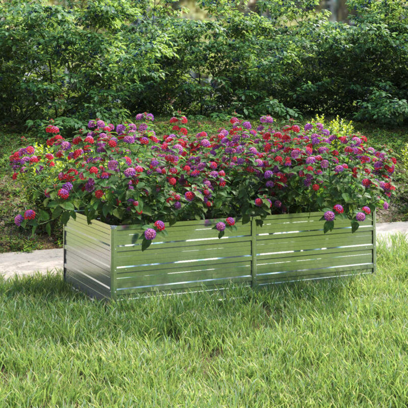 foto del prodotto letto rialzato giardino 160x80x45 cm in acciaio zincato argento
