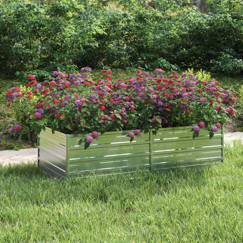 foto del prodotto letto rialzato giardino 160x80x45 cm in acciaio zincato argento vidaxl