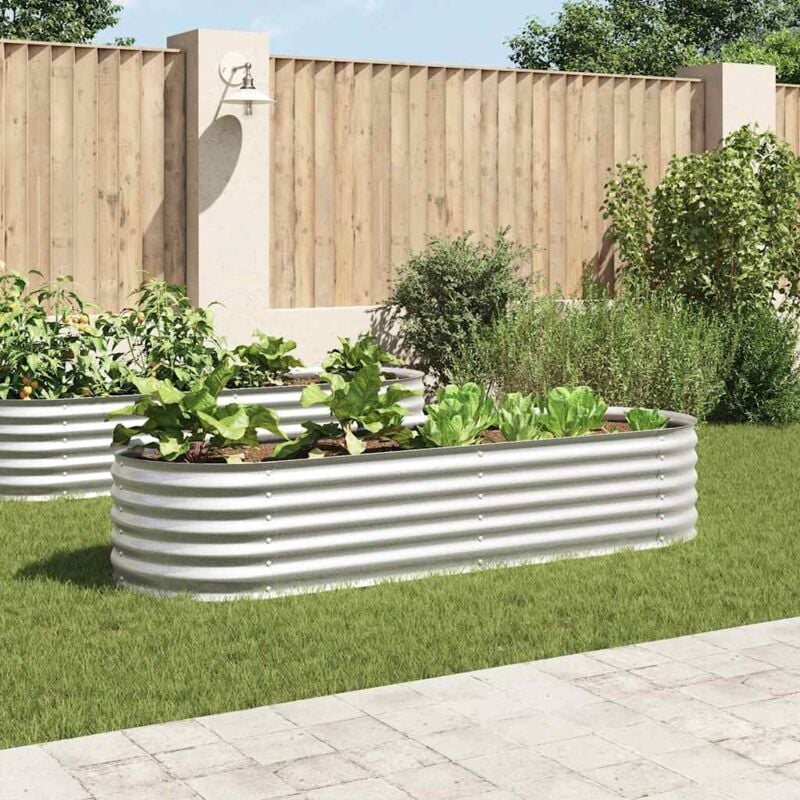 foto del prodotto letto rialzato giardino 240x80x44 cm in acciaio zincato argento vidaxl