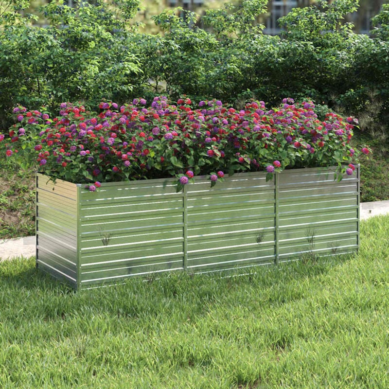 foto del prodotto letto rialzato giardino 240x80x77 cm in acciaio zincato argento vidaxl