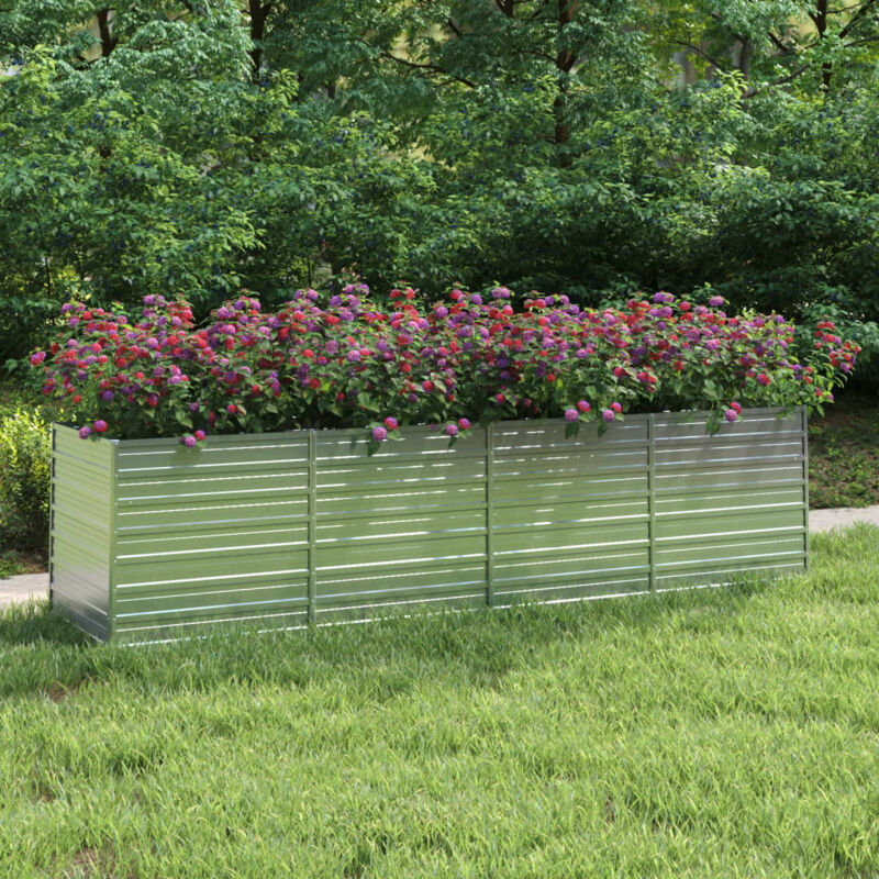 foto del prodotto letto rialzato giardino 320x80x77 cm in acciaio zincato argento vidaxl 251385