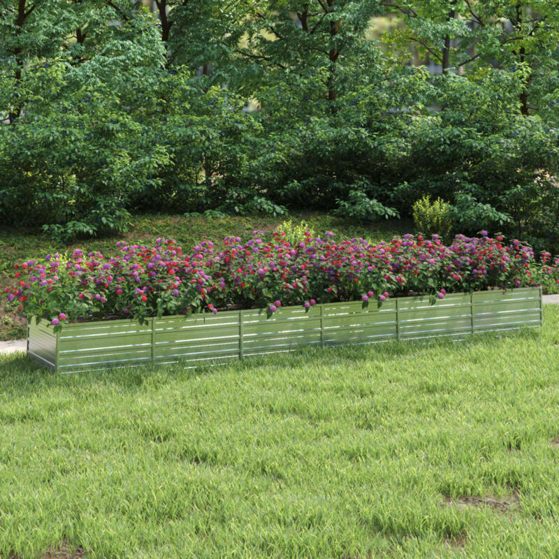 foto del prodotto letto rialzato giardino 480x80x45 cm in acciaio zincato argento