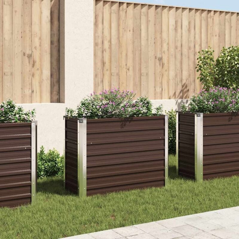 foto del prodotto letto rialzato giardino marrone 100x40x77 cm in acciaio zincato - vidaxl