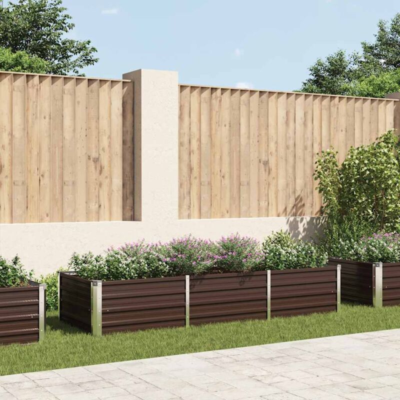 foto del prodotto letto rialzato giardino marrone 240x80x45 cm in acciaio zincato - vidaxl