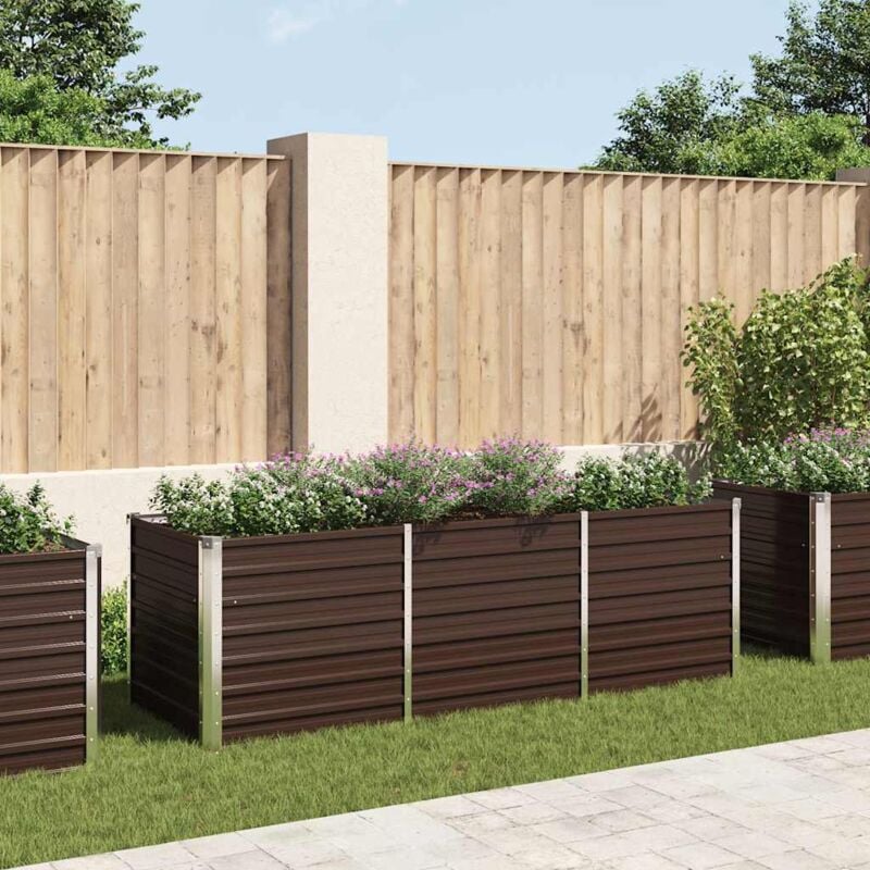 foto del prodotto letto rialzato giardino marrone 240x80x77 cm in acciaio zincato - vidaxl