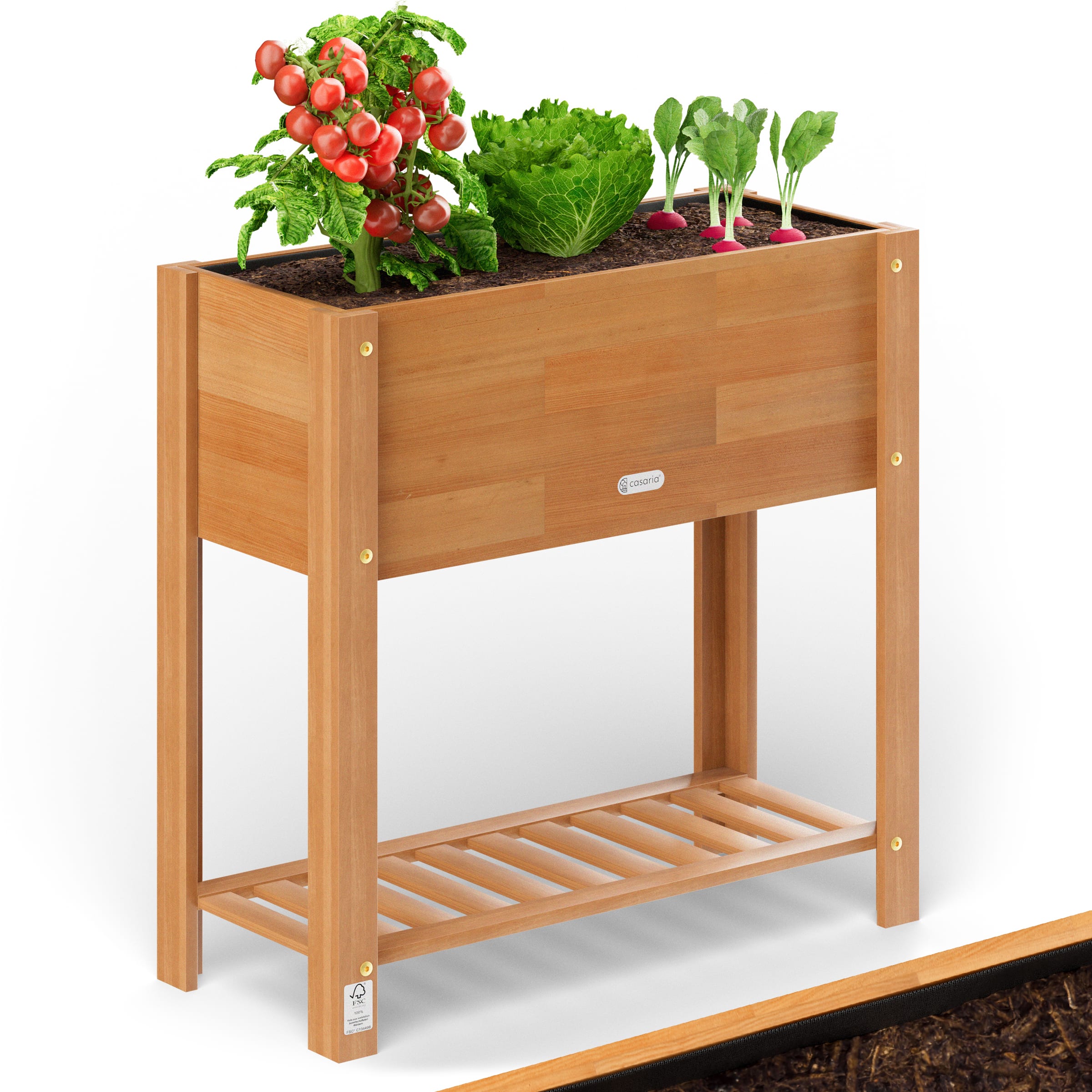 foto del prodotto letto rialzato in legno di acacia certificato fsc 68x30x75cm