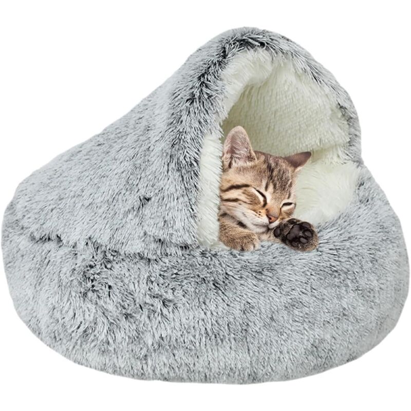foto del prodotto letto rotondo per gatti, cuscino per gatti, comodo e lavabile, cesto per dormire con bordi rialzati, cuccia in peluche per gatti, conigli, porcellini