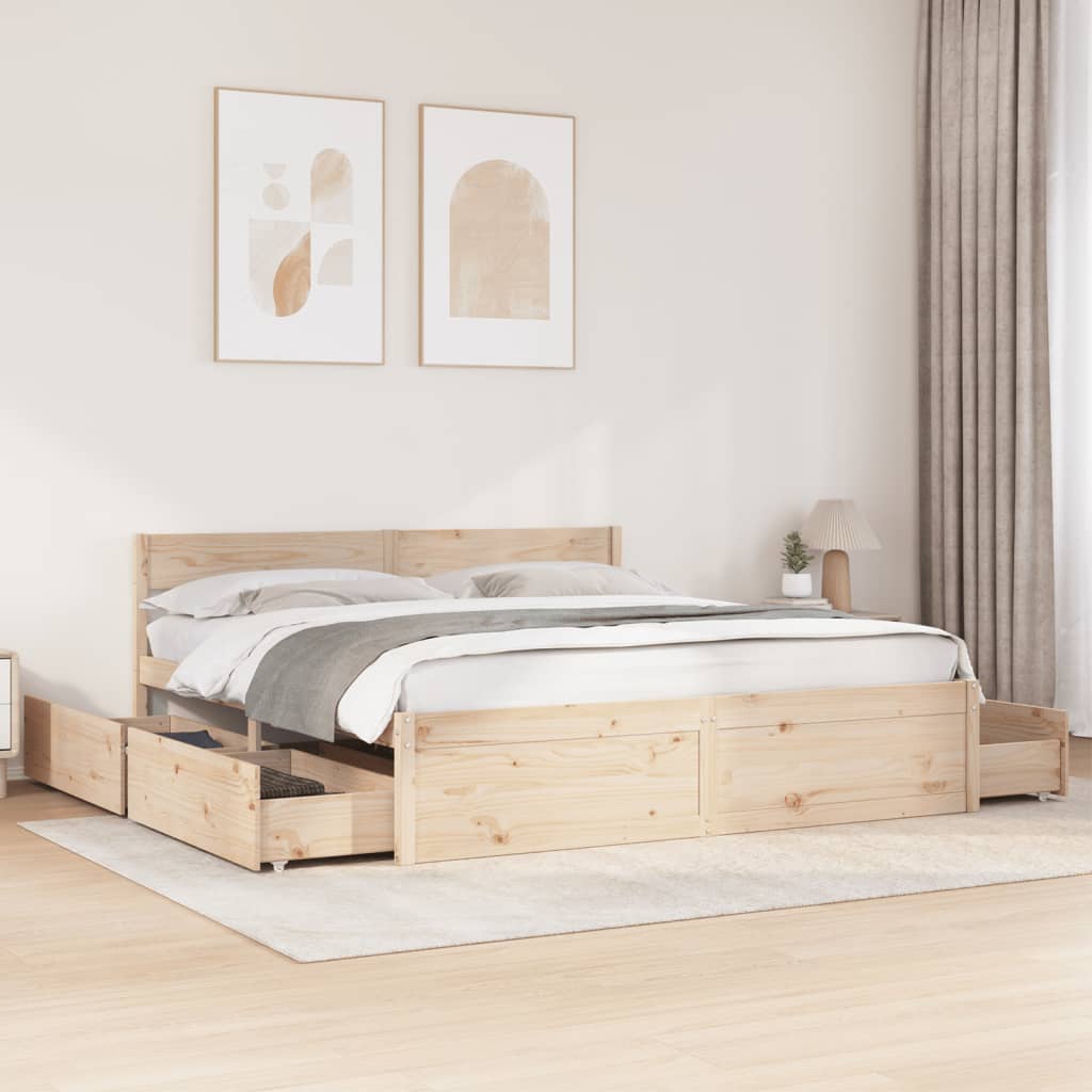 foto del prodotto letto senza materasso 200x200 cm in legno massello di pino