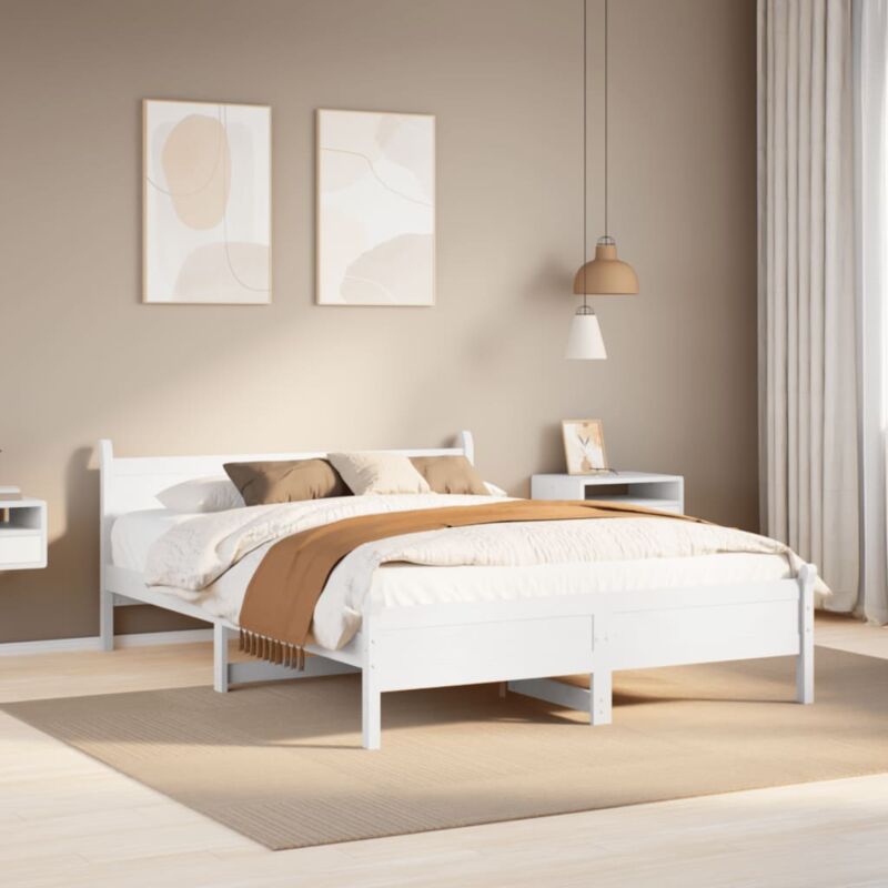 foto del prodotto letto senza materasso bianco 120x200 cm legno massello di pino vidaxl