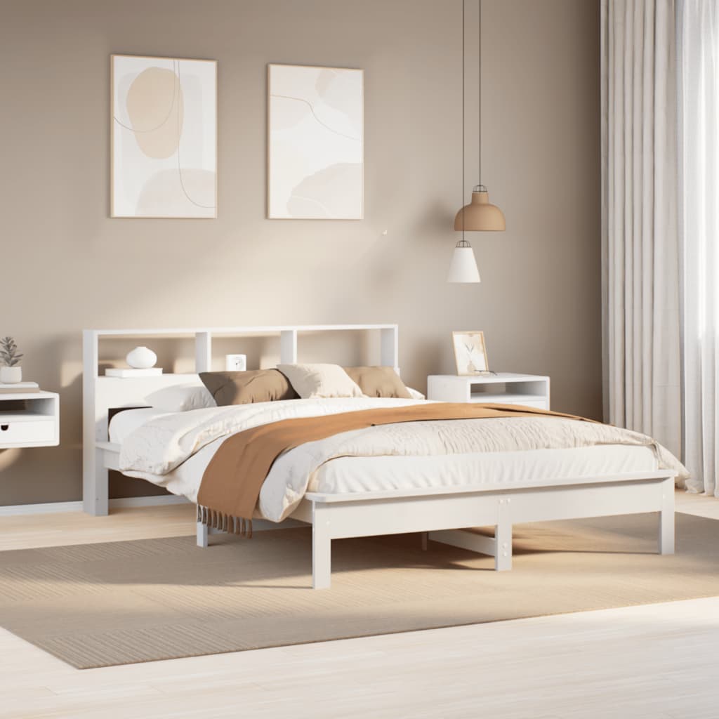 foto del prodotto letto senza materasso bianco 135x190 cm legno massello di pino