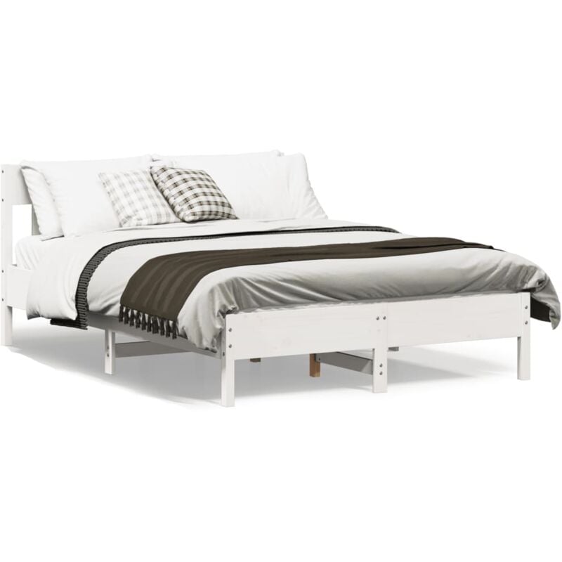 foto del prodotto letto senza materasso bianco 135x190 cm legno massello di pino vidaxl