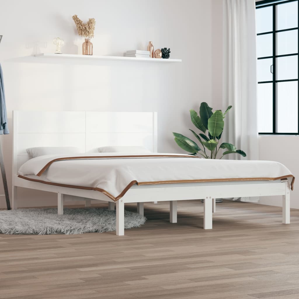 foto del prodotto letto senza materasso bianco 140x190 cm legno massello di pino