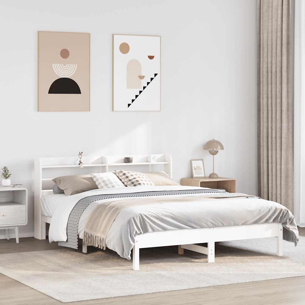 foto del prodotto letto senza materasso bianco 140x200 cm legno massello di pino