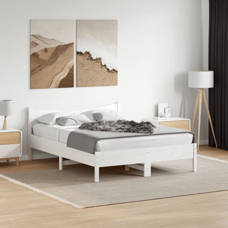foto del prodotto letto senza materasso bianco 140x200 cm legno massello di pino vidaxl