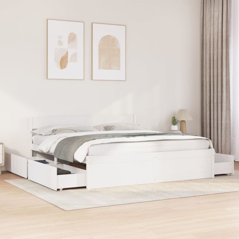 foto del prodotto letto senza materasso bianco 180x200 cm legno massello di pino vidaxl