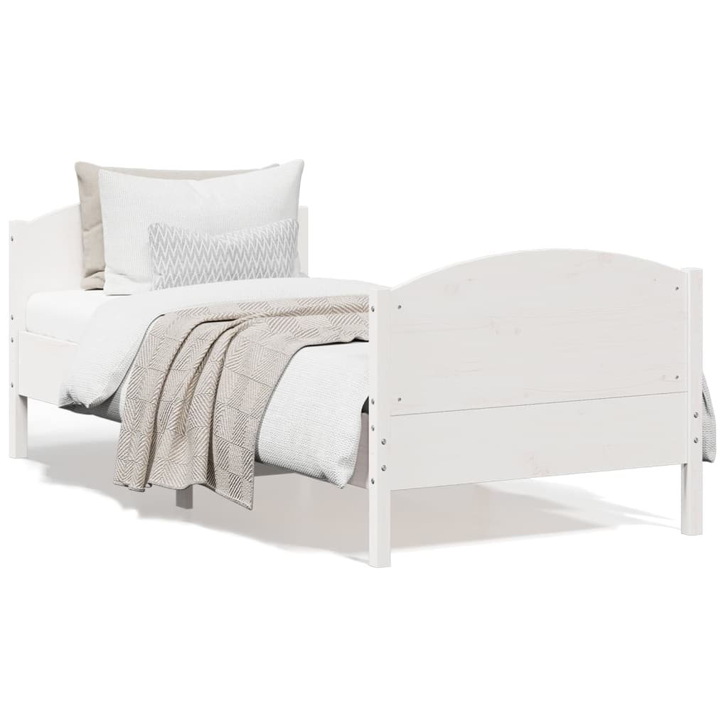 foto del prodotto letto senza materasso bianco 75x190 in legno massello di pino