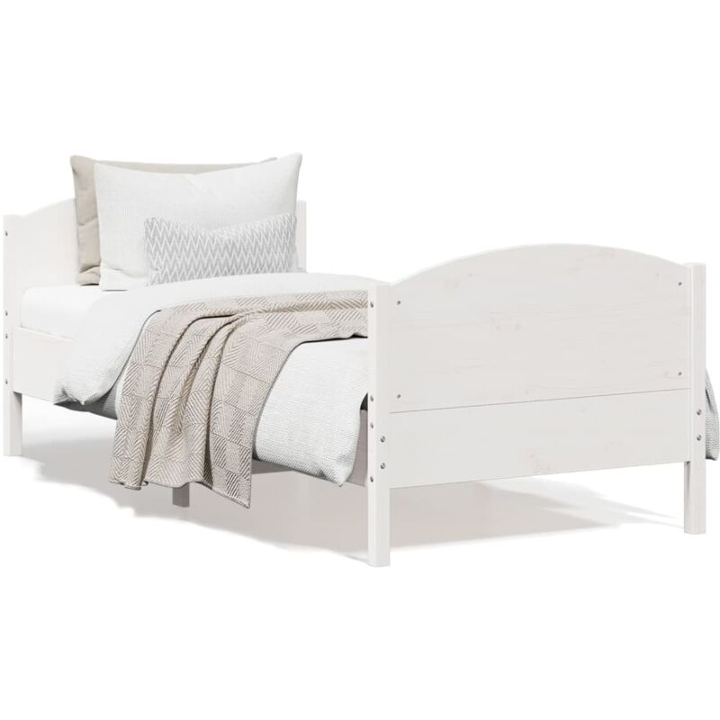 foto del prodotto letto senza materasso bianco 75x190 in legno massello di pino vidaxl