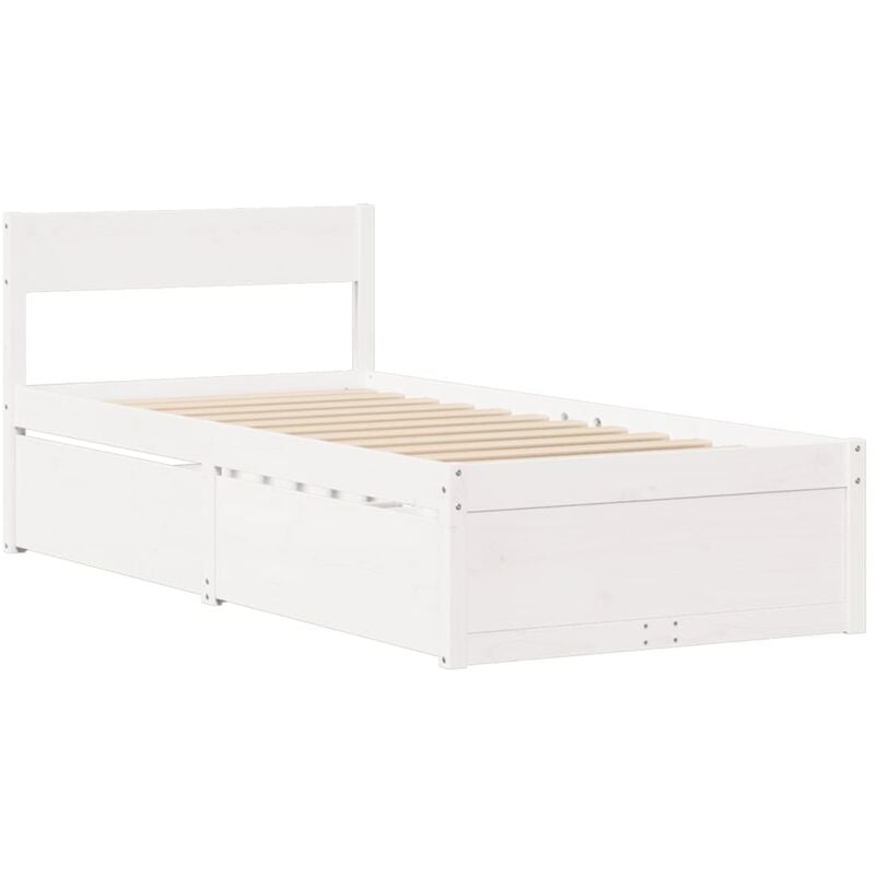 foto del prodotto letto senza materasso bianco 75x190 in legno massello di pino vidaxl