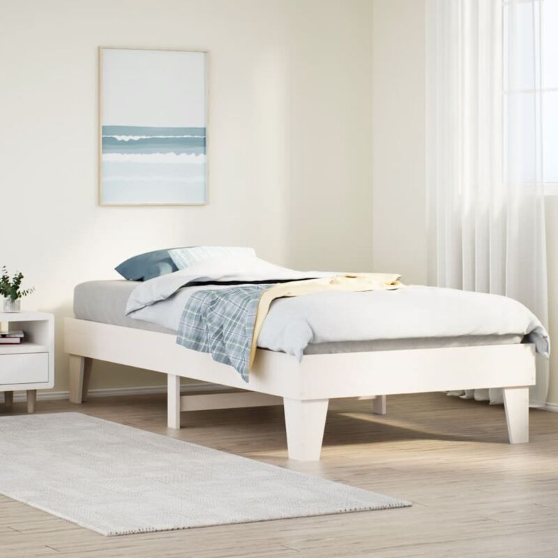 foto del prodotto letto senza materasso bianco 75x190 in legno massello di pino vidaxl