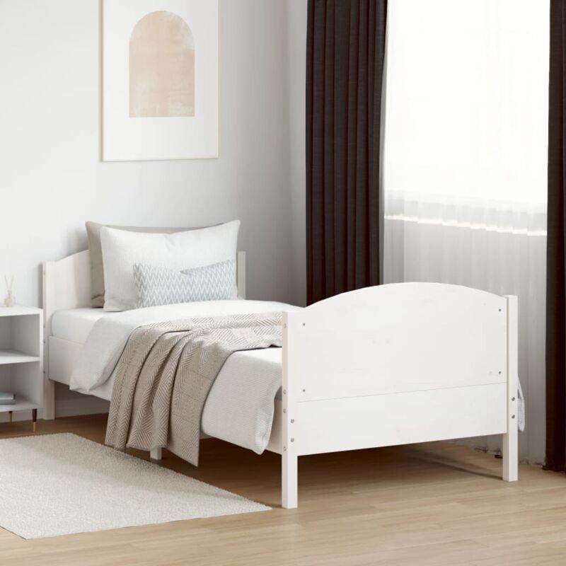 foto del prodotto letto senza materasso bianco 90x190 cm in legno massello pino vidaxl