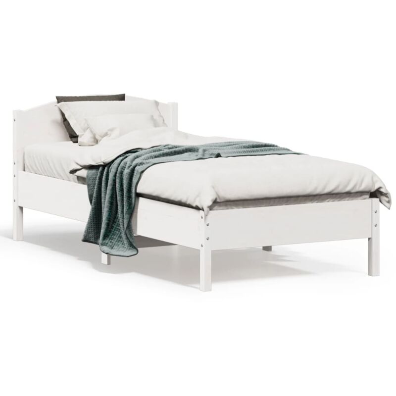 foto del prodotto letto senza materasso bianco 90x190 cm in legno massello pino vidaxl