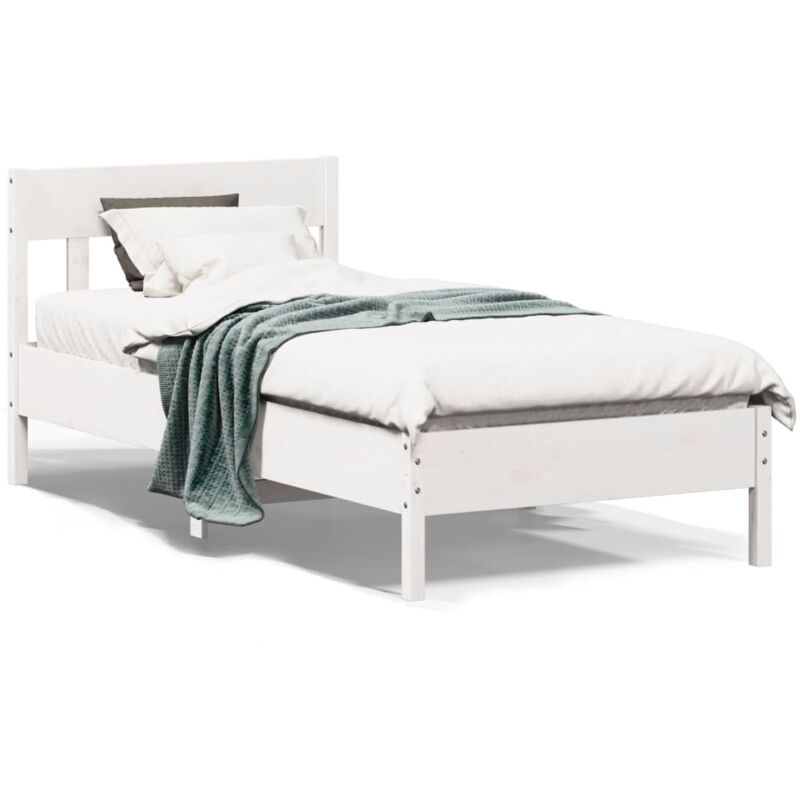 foto del prodotto letto senza materasso bianco 90x190 cm in legno massello pino vidaxl