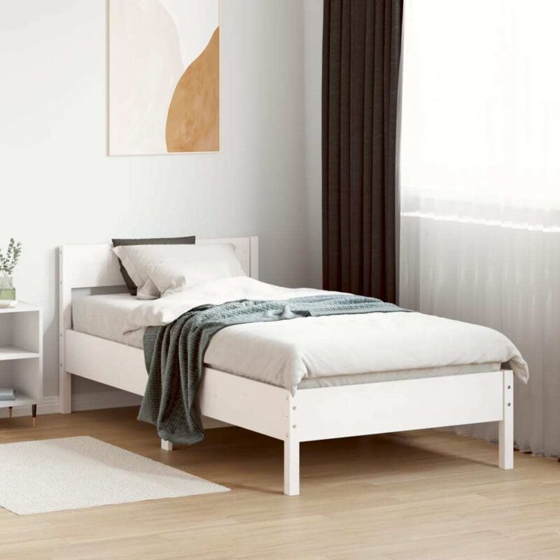 foto del prodotto letto senza materasso bianco 90x190 cm in legno massello pino vidaxl