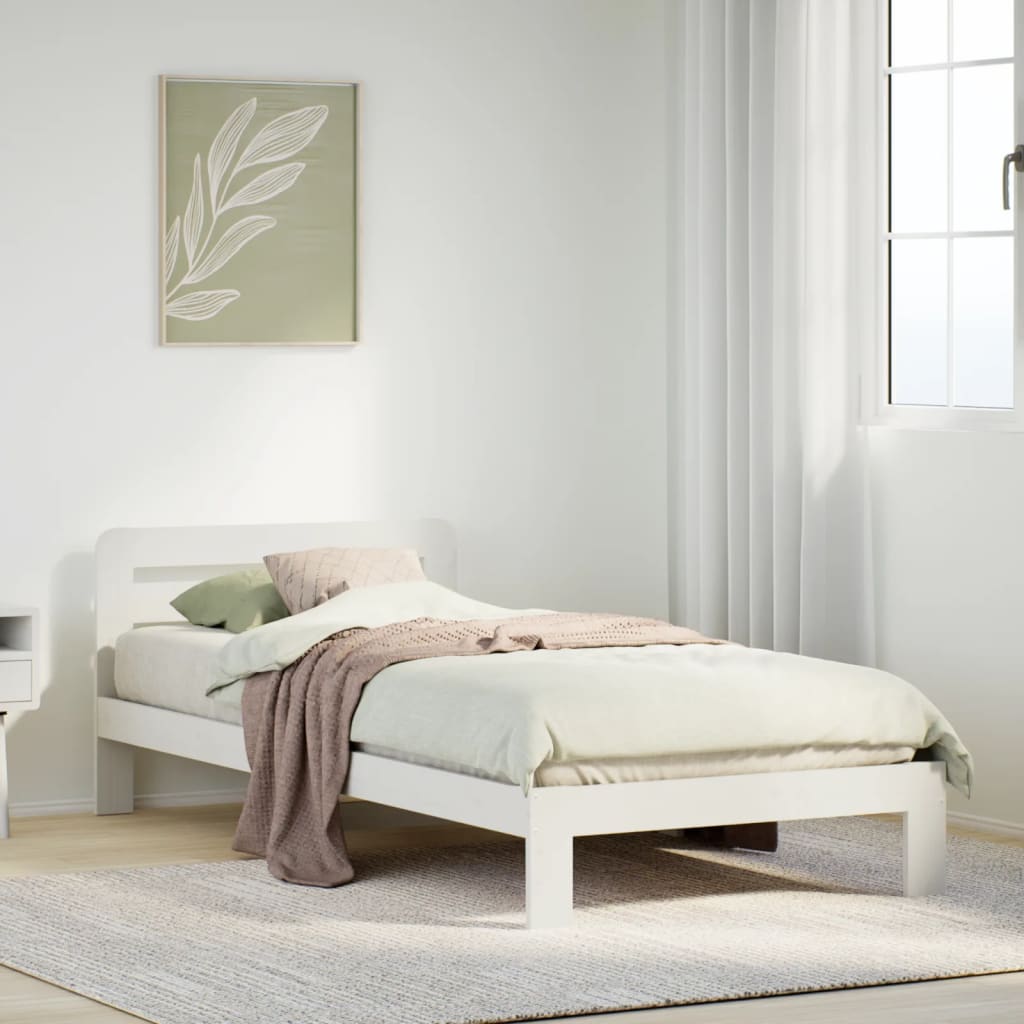 foto del prodotto letto senza materasso bianco 90x200 cm legno massello di pino