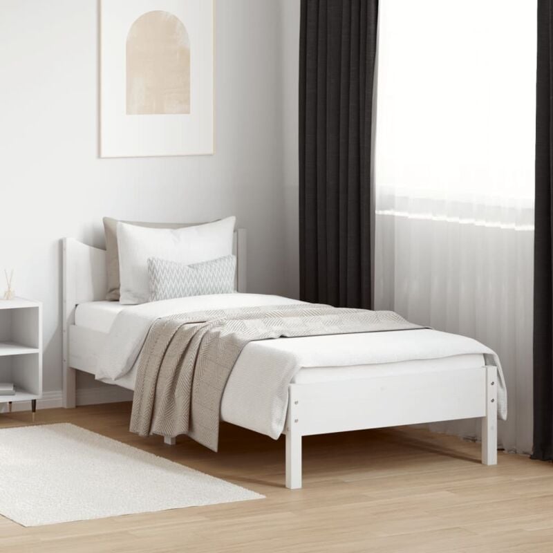 foto del prodotto letto senza materasso bianco 90x200 cm legno massello di pino vidaxl