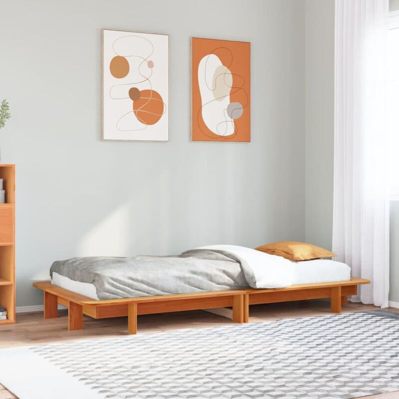 foto del prodotto letto senza materasso marrone cera 100x200 cm in legno di pino