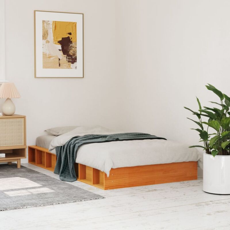 foto del prodotto letto senza materasso marrone cera 100x200 cm in legno di pino vidaxl